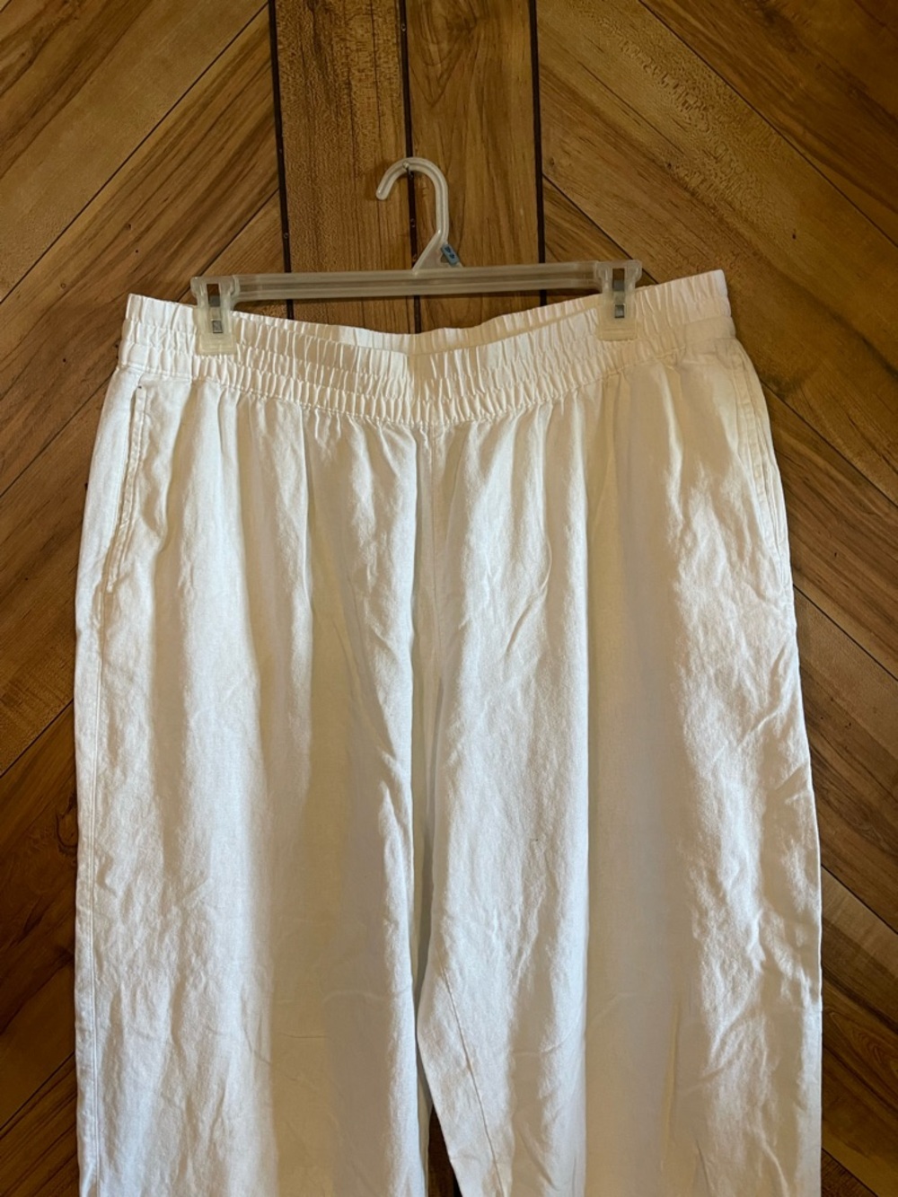 Old Navy Women’s XL White High Rise Wide Leg Linen Blend Summer Beach Pants - Picture 4 of 10